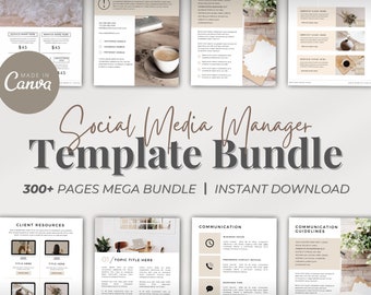SOCIAL MEDIA TEMPLATE, Social Template, Social Media Manager Starter Kit, Social Media Bundle, Editable Canva Social Media Template