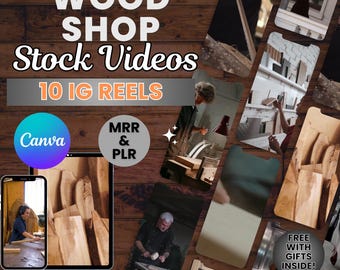 Wood Shop Woodworking Reels Bundle Carpenter Videos Instagram Posts Done For You MRR PLR Content Creator Bank Tradesmen Handyman Furniture