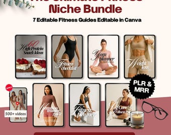 Ultimate Fitness Bundle Fitness Planner Weight Loss Journal High Protein Snacks  2026 Plan Canva Templates PLR MRR Workout exercise bundle