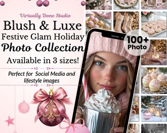 CHRISTMAS Pink Gold Image pack in 3 sizes Cozy Christmas Faceless Photos For Instagram Social Media Holiday Flatlays Lifestyle photos