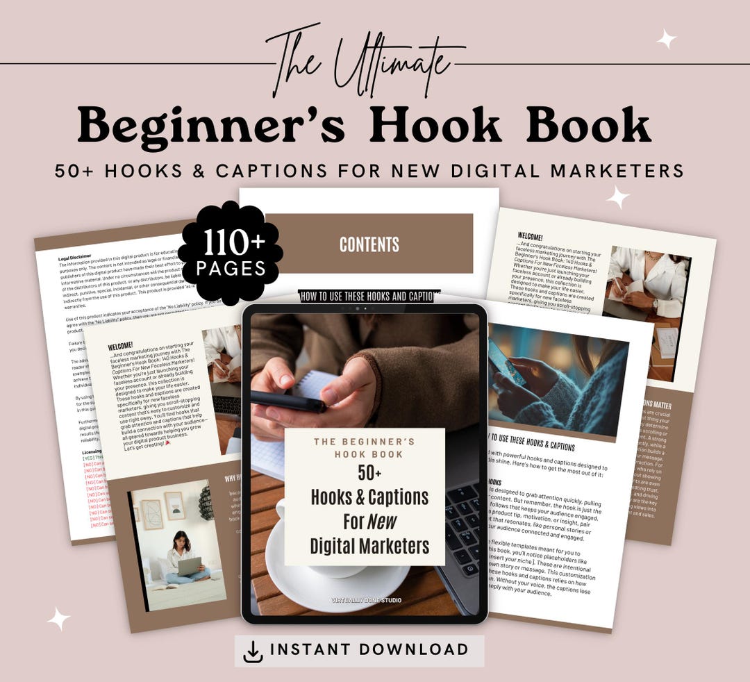 Done for You Hooks With Captions Guide for Digital Marketing Canva ...