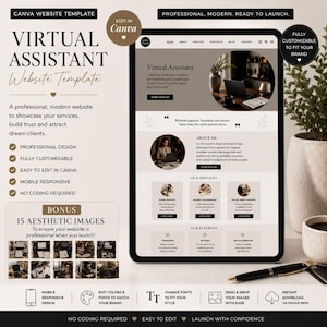 Dark Aesthetic Minimal Virtual Assistant Portfolio Canva Website Canva Template Editable Portfolio Website Done For You VA Landing Page