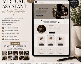Dark Aesthetic Minimal Virtual Assistant Portfolio Canva Website Canva Template Editable Portfolio Website Done For You VA Landing Page