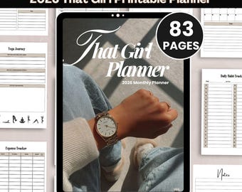 2026 That Girl Planner Neutral Aesthetic Self Care Digital Planner PDF Goal Setting & Monthly Planning  Clean Girl Printable Planner Women