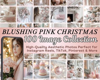 CHRISTMAS Pink Image pack in 3 sizes Cozy Christmas Faceless Photos For Instagram Social Media Holiday Flatlays Coffee Shop Lifestyle Scene