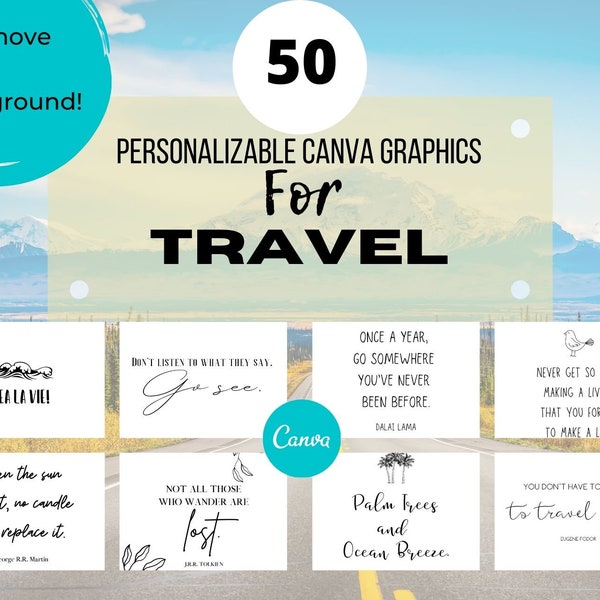 50 Travel SOCIAL MEDIA CONTENT - Travel Quotes -travel quotes svg - quotes about travel - Canva quotes - Instagram Template