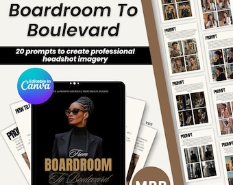 Boardroom to Boulevard Prompt Pack Gemini Nano Banana Professional Headshot Images For Linkedin Bold AI Images Digital Business Growth PLR