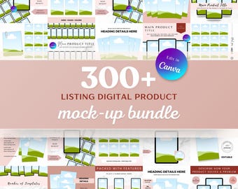 DIGITAL PRODUCT MOCKUPS, Mockups Done-for-you Digital Product Etsy Listing Canva Template Mockup Bundle For Planner And Book Mockups