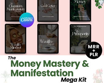 Mega paquete de transformación de mentalidad financiera, diario para lograr objetivos, hojas de trabajo de coaching de vida, herramientas de bienestar y manifestación para directores ejecutivos, planificador de dinero, MRR, PLR
