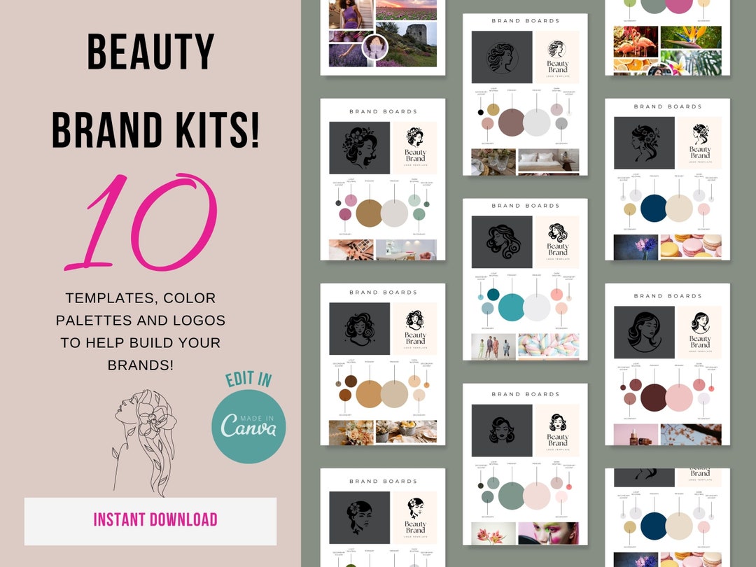 Beauty Brand Board Canva Templates DIY Logo Business Branding Templates ...