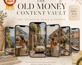Faceless Old Money Reels Bundle Beach Europe Videos Instagram Posts Done For You MRR PLR Content Creator Bank Holiday Sunset Luxury Getaway