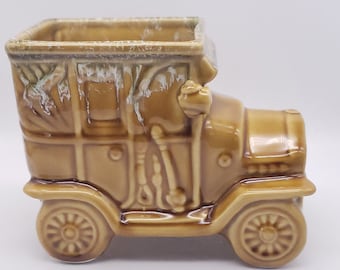 Relpo Collectible  Tan Antique Car Planter '301' Ceramic Made in Japan