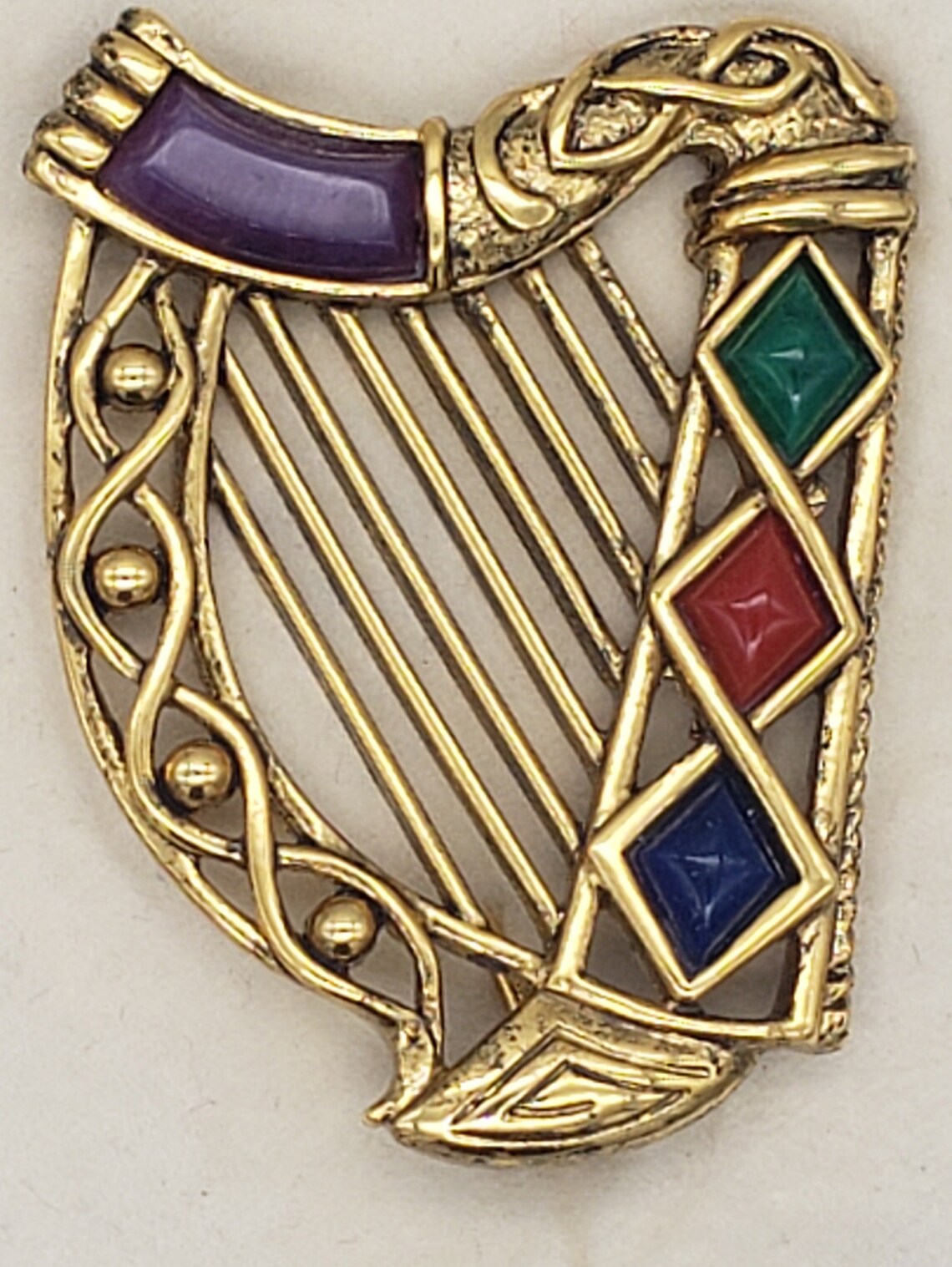 Vintage Enamerld Celtic Harp Brooch Pin Signed Miracle and Etsy