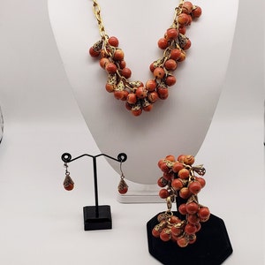 Lenora Dame Classic Filigree Bead Cap bead Necklace, bracelet and earing set