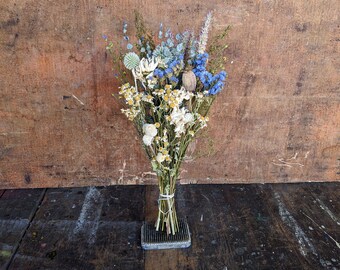 Dried Flower Mixed Bouquet | Blue| White | Green | Petite Bouquet | Accent Bouquet | Wildflower Bouquet | Daisy Bouquet | Rustic | Cottage