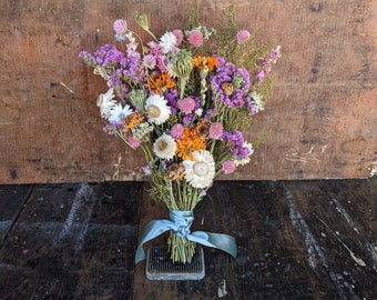 Bridal Bouquet | Pink, White, Orange | Boutonniere | Dried Flower | Spring Wedding | Wedding Bouquet | Wildflower