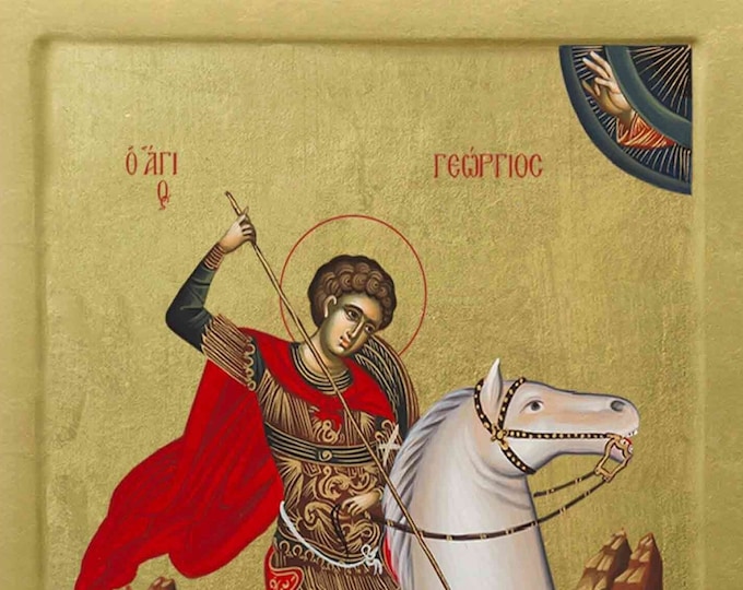 Saint George - Icon on Solid Wood With 22 Karat Gold Leaf Background - Etsy