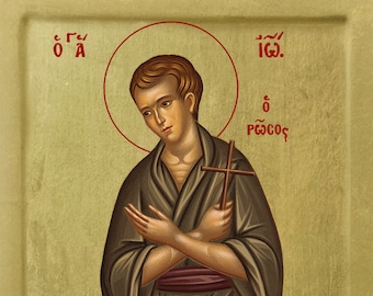 Saint John the Baptist Icon on Solid Wood With 22 Karat Gold Leaf ...