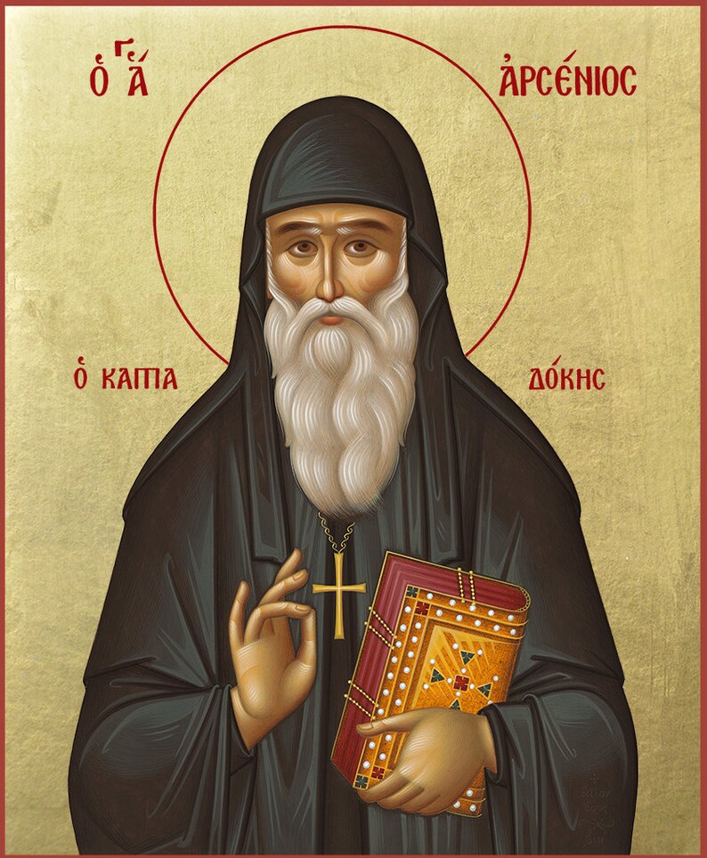 Saint Arsenios the Cappadocian Icon on Solid Wood With 22 Karat Gold ...