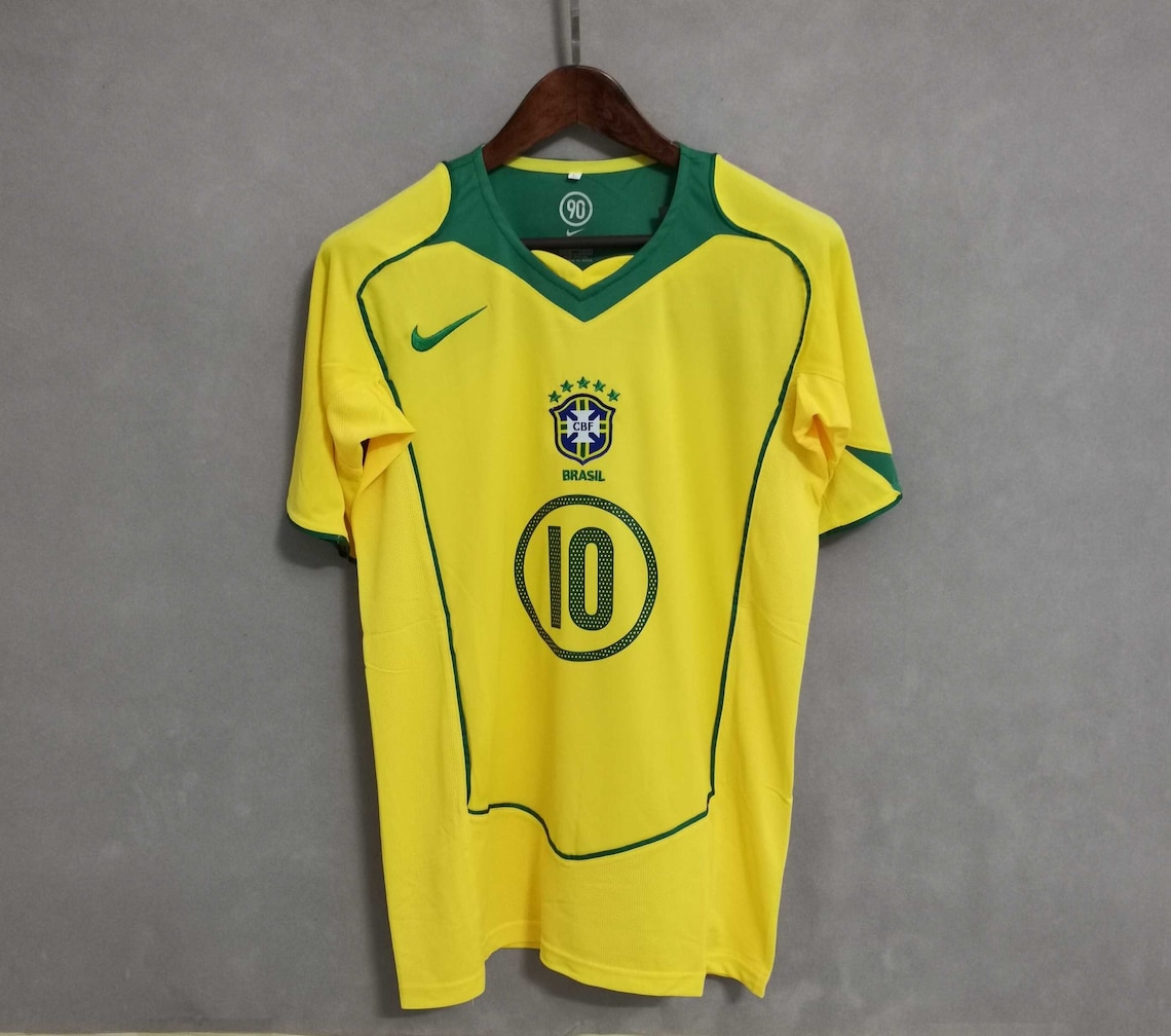 2004 Brazil 10 Ronaldinho Soccer Jersey Home Vintage Football Etsy