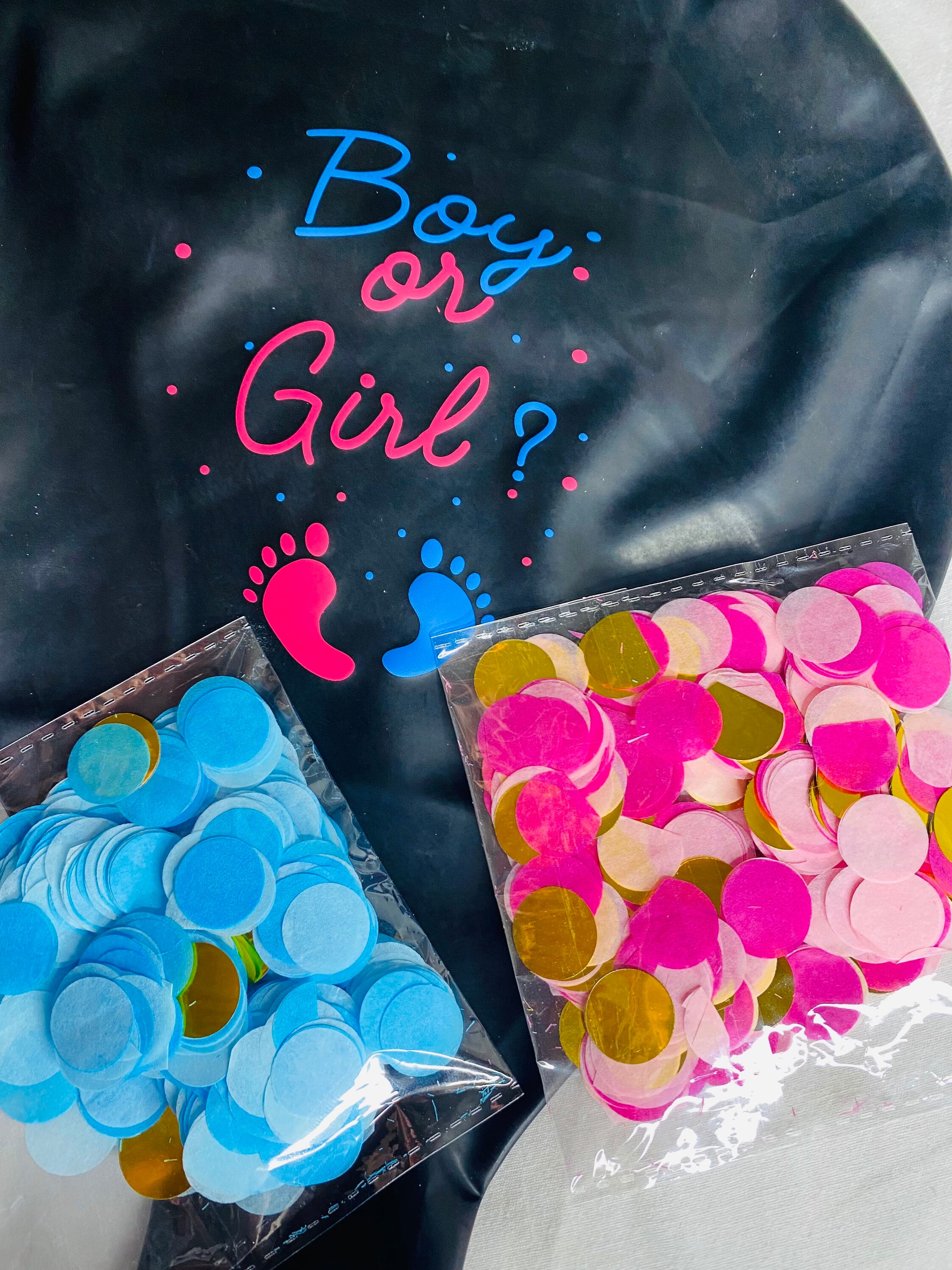Jumbo Gender Reveal Confetti Balloon 36 Black Boy or Girl Balloon Come