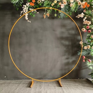 BalloonStop Circle Round Backdrop stand gold / white arch frame. Sizes 4ft. 5ft. 6.5ft. 7ft. 8.2ft.