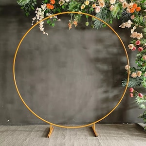 Round backdrop stand circle gold and white frame balloon arch stand. 4 feet, 6.5 feet, 7 feet.