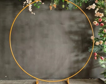 Round backdrop stand circle gold and white frame balloon arch stand. 4 feet, 6.5 feet, 7 feet.