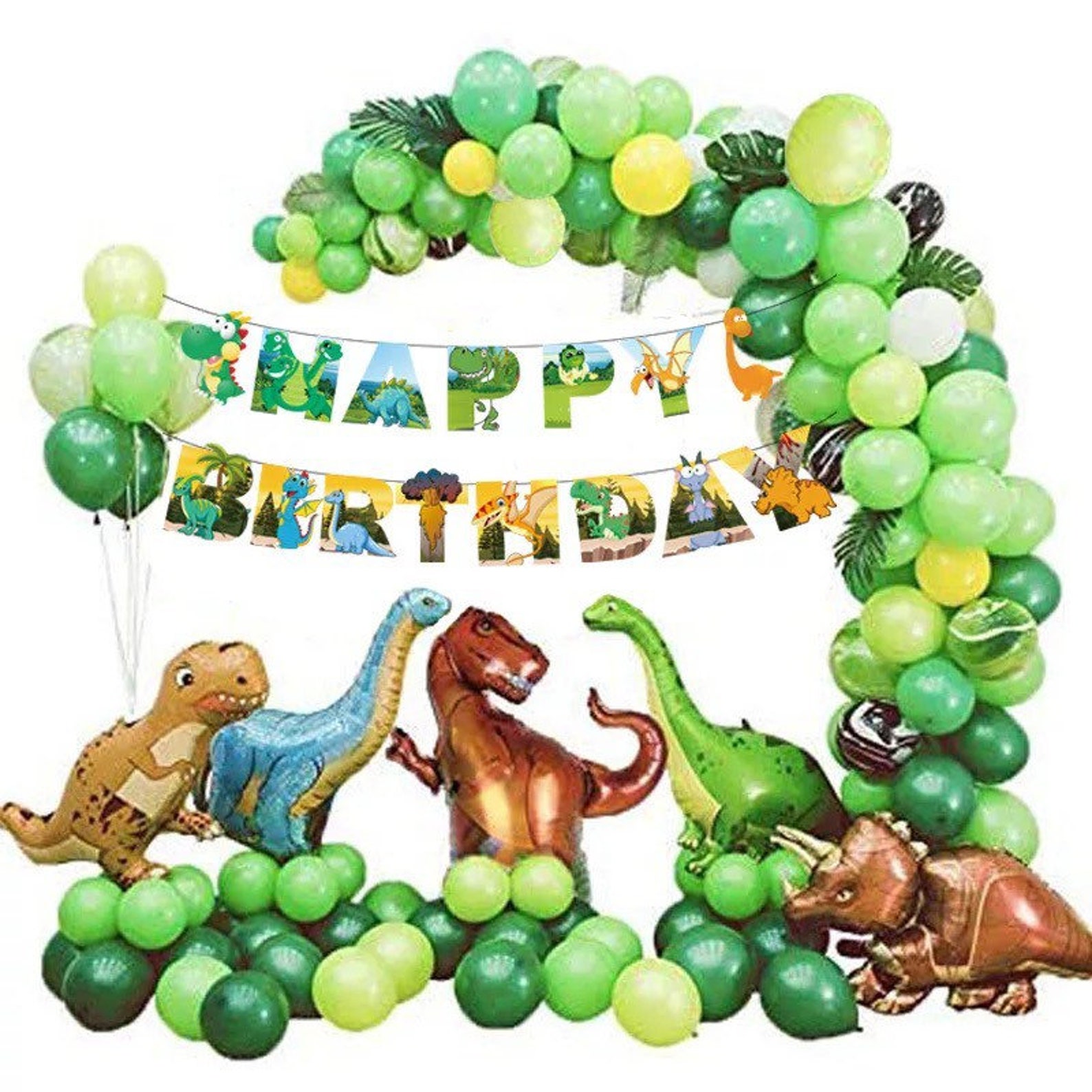 146 Pieces Birthday Dinosaurs Balloon Kit Dinosaur Balloons Garland Kit ...