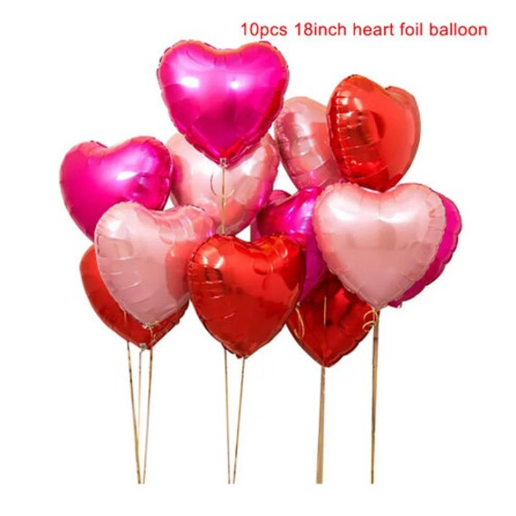 Heart Foil Balloons, 18 Inch Heart Balloons Rose Gold Wine Red, Heart