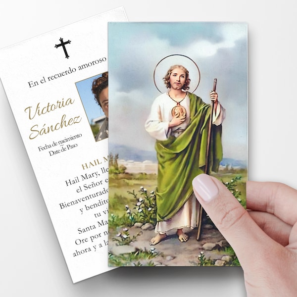 Prayer Cards, St Jude, Spanish catholic funeral prayer cards, prayer card template, custom prayer cards, catholic prayer cards, funeral SP6