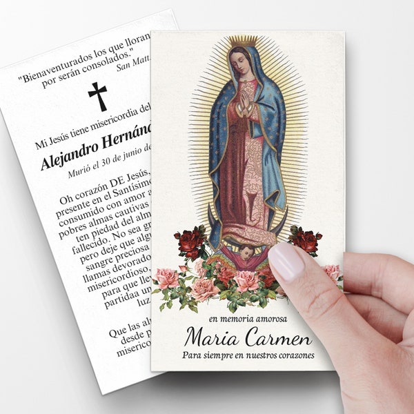 Tarjetas de oración, Tarjetas de oración en español, Tarjetas de oración católicas, Tarjetas de oración personalizadas para el funeral, Tarjetas de oración católicas, Tarjeta funeraria SP2