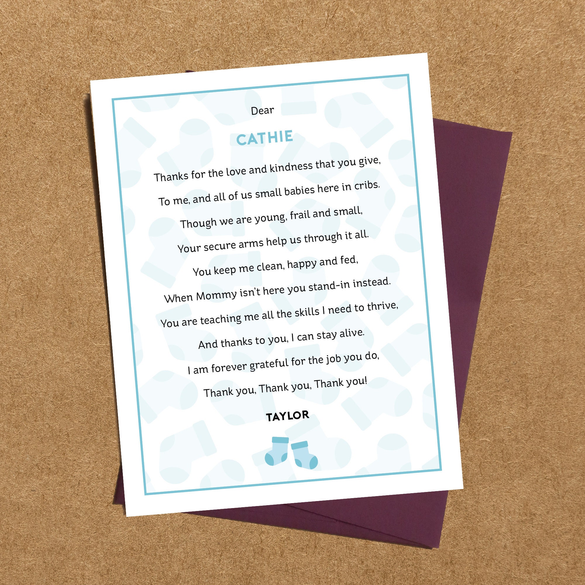 NICU Baby Boy Dr or Nurse Personalized Thank You Card with Etsy
