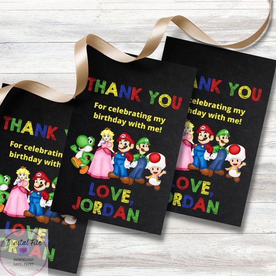 Super Mario Thank You Tags Super Mario Birthday Favor Tags - Etsy