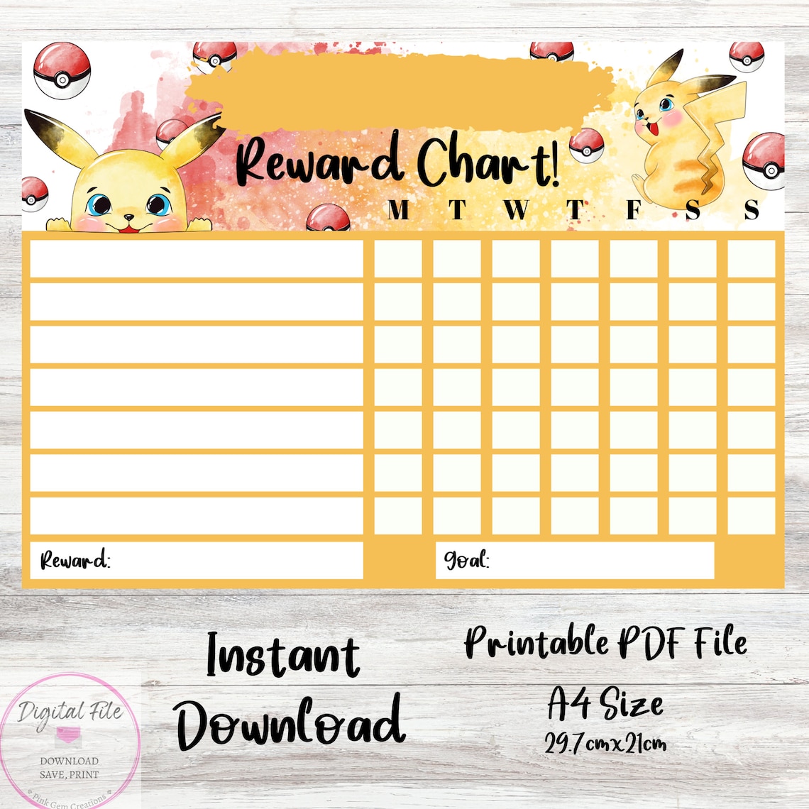 Pokemon Printable Reward Chart