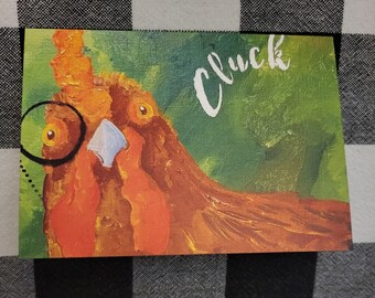 Cluck, monocle, chicken, hen, rooster, note cards, blank cards, folded stationery, Thank you cards,