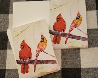 Cardinal Note card set, Cardinal & the Lady, note cards, blank cards, folded stationery, Thank you cards,