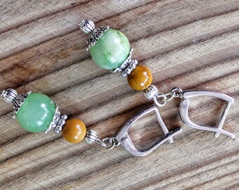 Handgemaakte hanger oorbellen met Jade en Jasper