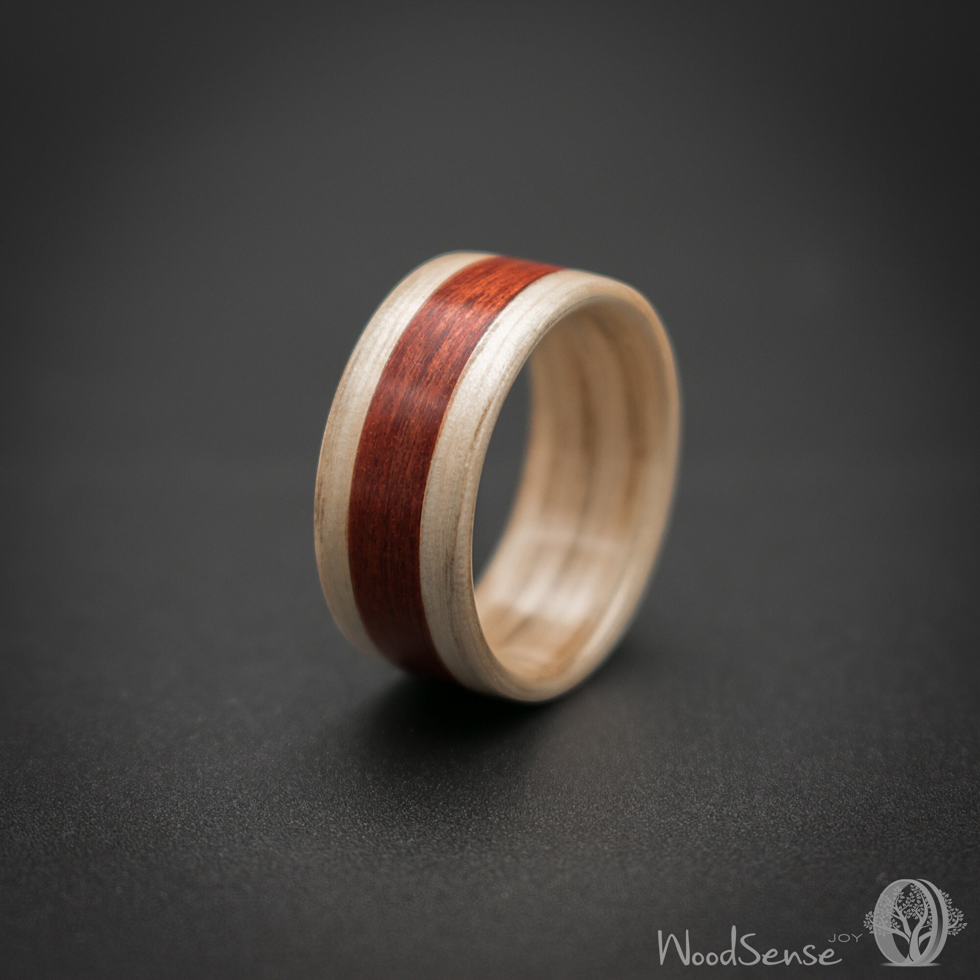 Chestnut Bentwood Ring With Redheart Wood Inlay, Wooden Rings ...