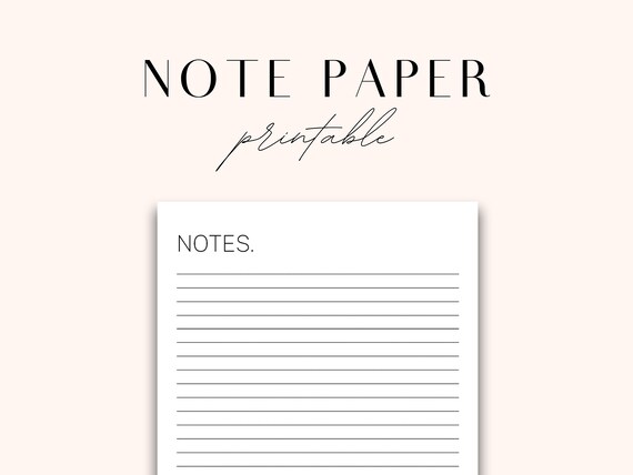 Minimal Notes Printable Ruled Paper Lined Paper Printable | Etsy