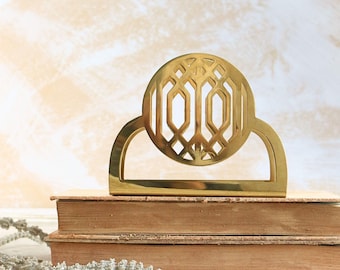 Art Deco Metal Napkin Holder, Mid Century Modern Letter Holder, Geometric Desk Organizer