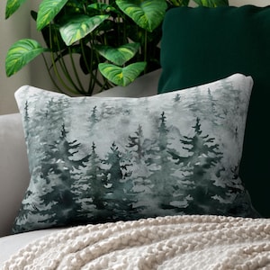 Winter Forest Lumbar Pillow: Cozy Cabin Decor
