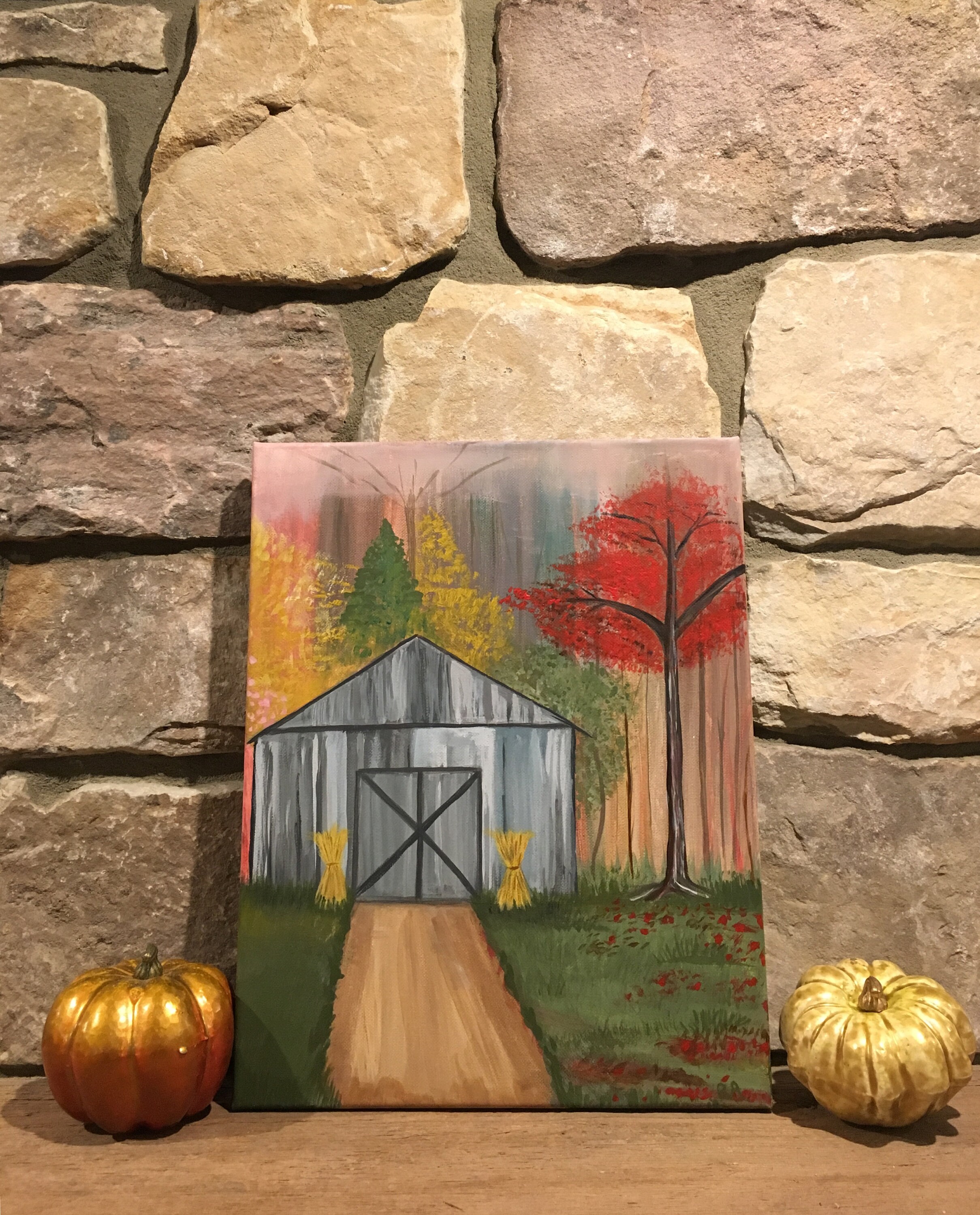 Rustic Barn Painting, Autumn Wall Art, Fall Decor, Rustic Wall Art ...