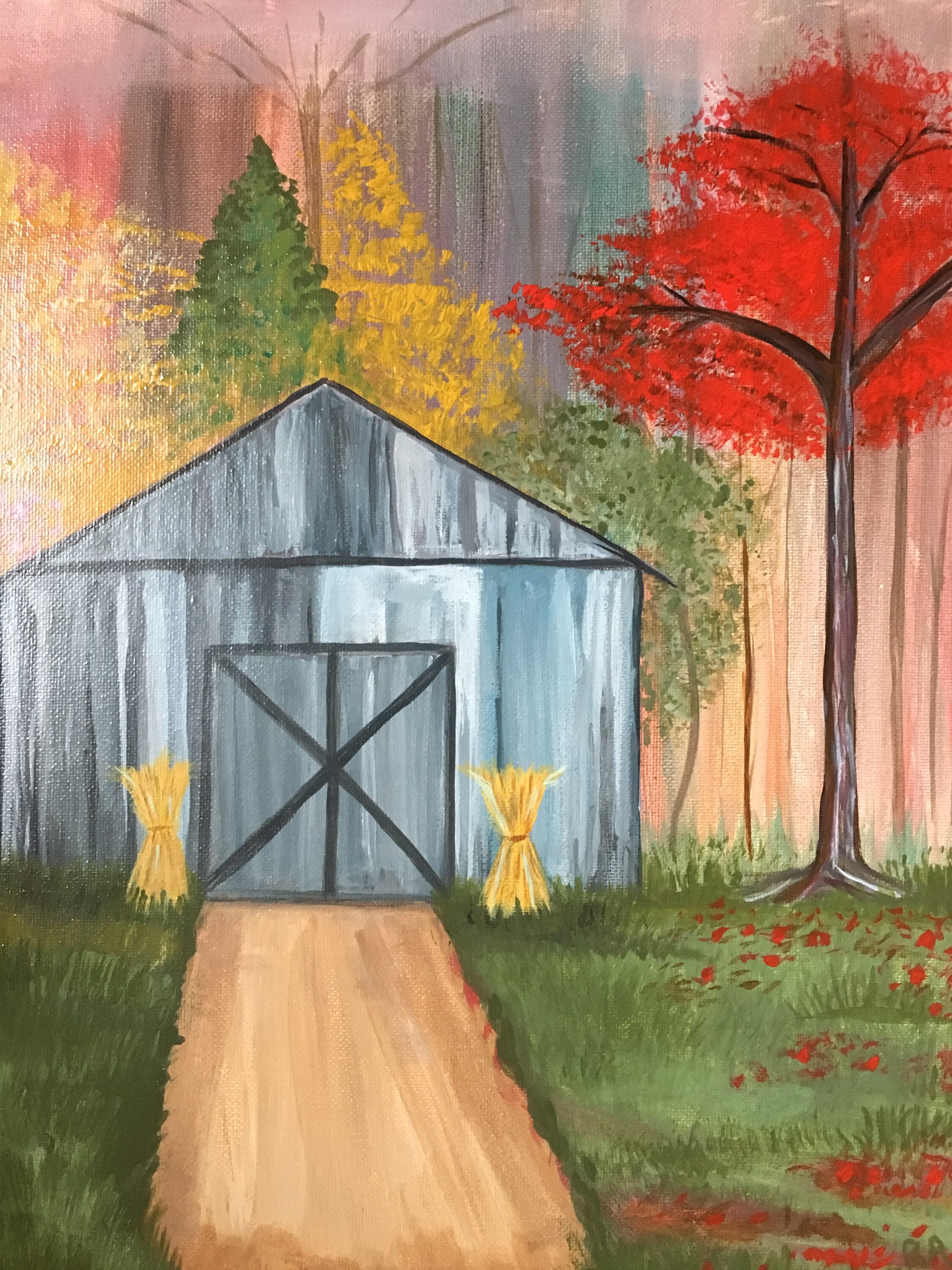 Rustic Barn Painting, Autumn Wall Art, Fall Decor, Rustic Wall Art ...