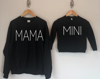 IFFE Mommy and Me Matching Pullover Sweatshirt Casual Sweater Mama and Boy Letter Printed Long Sleeve Crewneck Top T Shirts for Mother and Kids