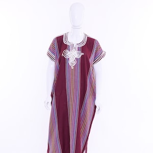 Traditional Moroccan Gandoura, Burgundy Dress for Women, Standard Size Clothing, Shakira Dress