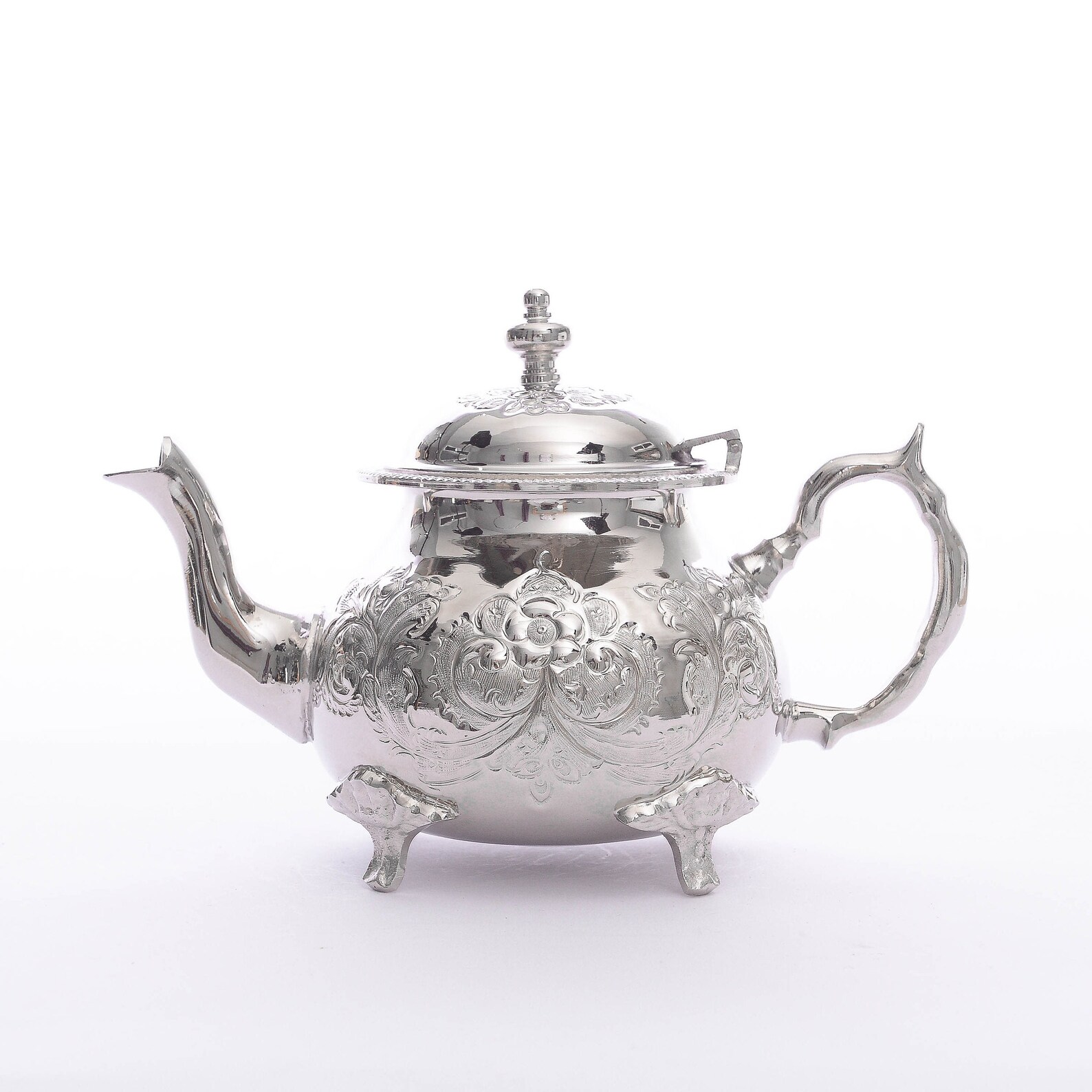 Handcrafted Royal Teapot, Moroccan Nickel Plated Teapot, Best Quality