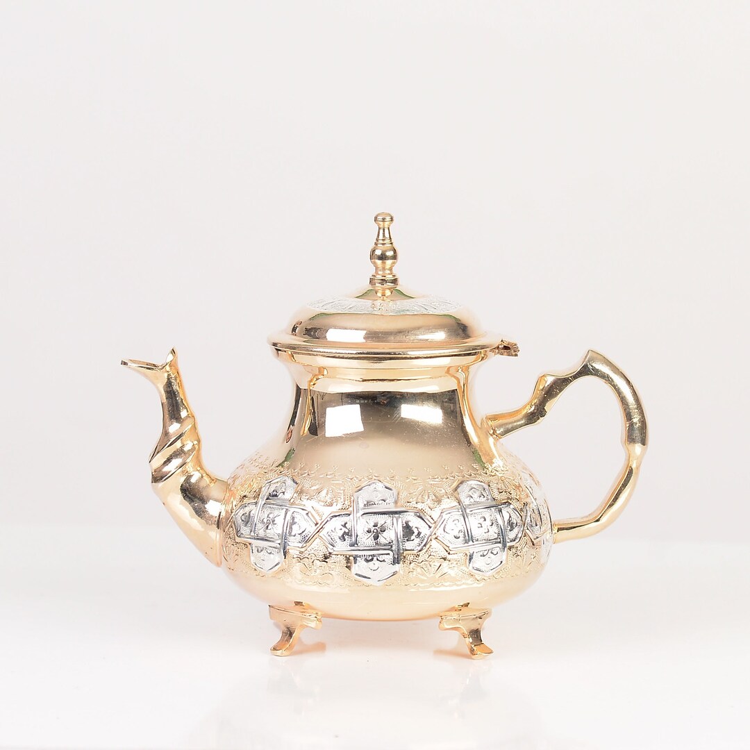 Handmade Moroccan Brass Teapot, Cartier Golden Teapot, With Gift Inside