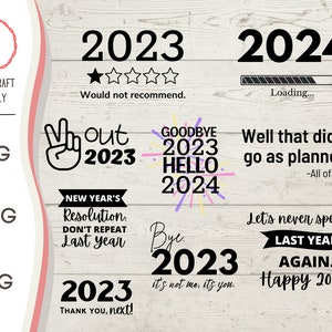 Auf Wiedersehen 2023 | Frohes Neues Jahr 2024 | Bestes 2024 Bundle | png jpg svg | Vinyl Cutter Cut Datei Cricut, Silhouette Cameo, Instant Download