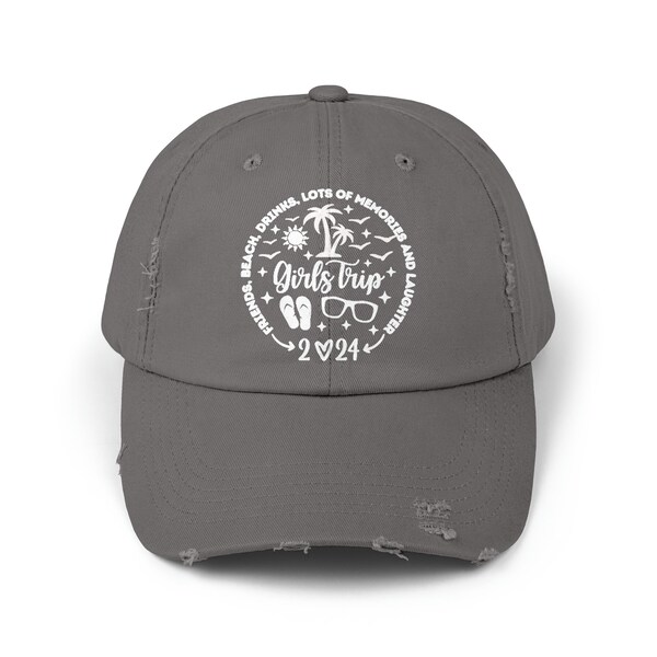 Girls Trip 2024 Unisex Distressed Cap - Stylish Headwear for Your Ultimate Getaway!